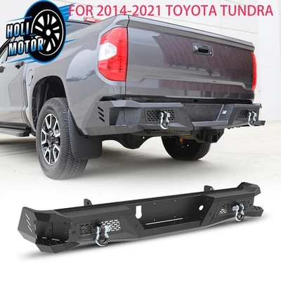 Upgrade Black Rear Bumper For 2014-2021 toyota tundra w/LED Pod Lights+D-Rings - Image 1 of 4