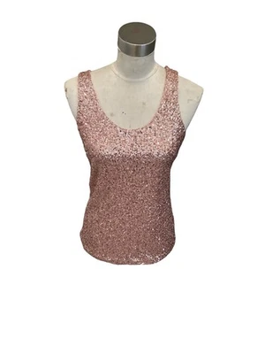 Camiseta sin mangas vintage Y2K Guess rosa lentejuelas talla mediana Foto 1 de 4