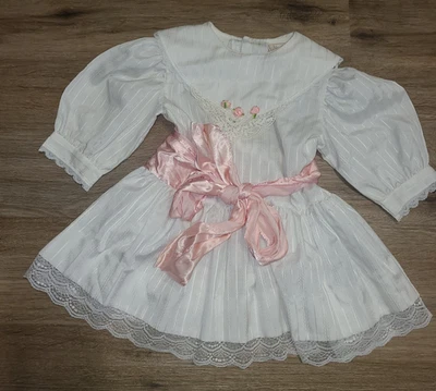 Vtg Nana's Pet girls 2T Dress Puff sleeve Cottagecore Puff sleeve Lace crochet - Image 1 of 4