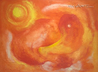 PINTURA AL ÓLEO EXPRESIONISMO ABSTRACTO VINTAGE MODERNISMO MUJER ATARDECER PÁJARO Foto 1 de 4