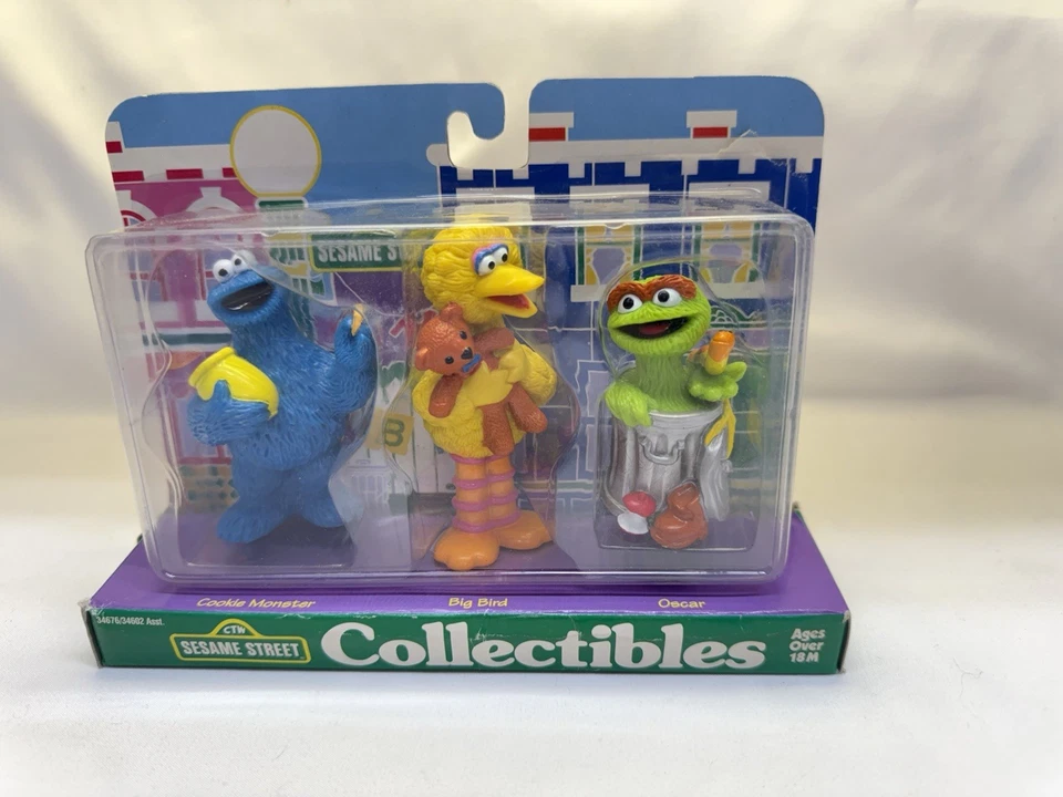 复古 未拆封 1997 年 Tyco 幼儿园 芝麻街 COOKIE BIG BIRD GROUCH 公仔  — 第 1/4 张图片