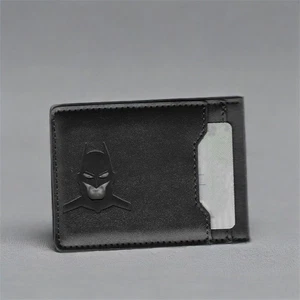 Leather Bat ID Wallet for Men and Women - Superhero Face Eyes Cutout Card Holder - Picture 1 of 5