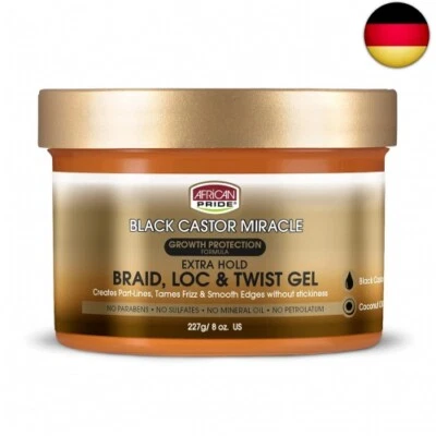MARKE AFRICAN PRIDE African Pride Black Castor Miracle Extra Hold Braid, Loc, Twist Gel, Tames