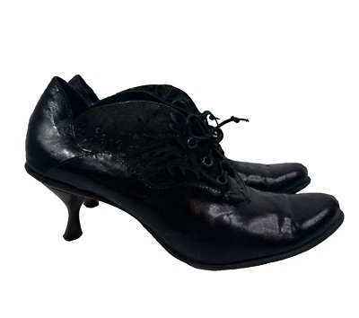 Zapatos al Tobillo CYDWOQ Vintage 2 Tonos Cuero Brillante Con Cordones Victorianos Talla 39.5 Foto 1 de 4