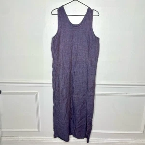 FLAX by Jeanne Engelhart 100% Linen Maxi Side Pocket and Slit Dress Womens S - Picture 1 of 9