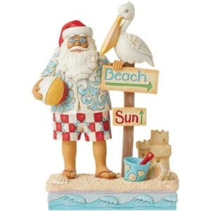 Jim Shore Heartwood Creek Coastal Santa with Beach Signs and Pelican Figurine - Picture 1 of 6