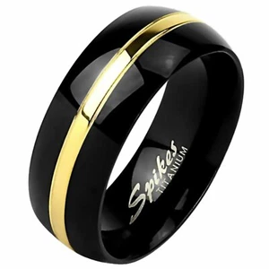 Classic Black Gold PVD Plated Titanium Ring Mens Handfasting Wedding Band 8mm - Picture 1 of 3
