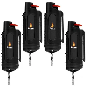 4 Pack BURN Pepper Spray 1/2oz Self Defense Keychain Case Molded OC Black - Picture 1 of 9
