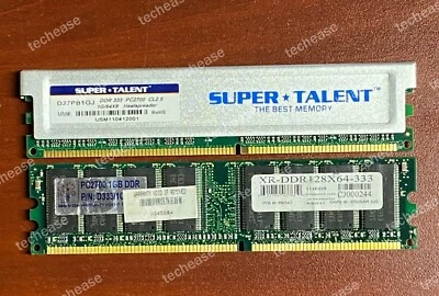 1GB PC2700 DDR1 333 MHz 184-pin DIMM Desktop RAM - Untested, As Is, Lot of 2 - Image 1 of 2