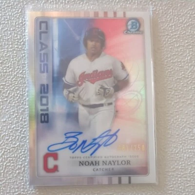 2018 BOWMAN DRAFT BO NOAH NAYLOR CLASS OF 2018 AUTO RC /250 CLEVELAND GUARDIANS - Image 1 of 2