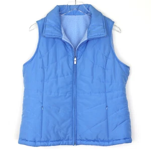Izod Women's Reversible Vest Size XL Blue Fleece & Quilted Full Zip Pockets - Picture 1 of 14