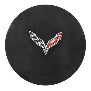 Cubierta de volante de terciopelo negro con licencia GM con banderas para Corvette C7 2014-19 - Imagen 1 de 3
