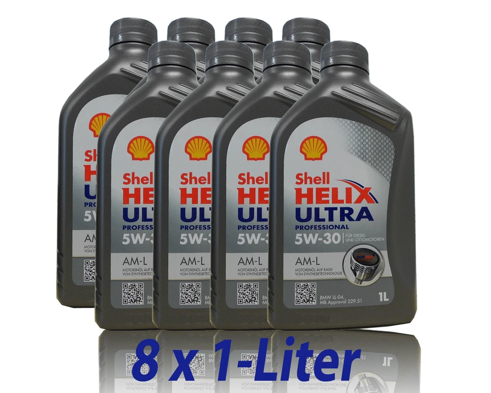Shell Helix Ultra Professional  AM-L  5W 30 8x1 Liter MB 229.51 BMW LL04 Motoröl - Bild 1 von 3