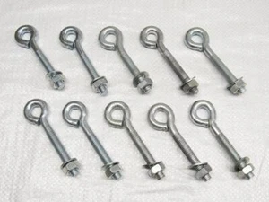 Zinc Plated Folded Straining Eyebolts Nut & Washer M8 X 100MM X10 - Wire Support - Picture 1 of 2