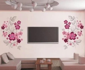Wall Decal Wall Sticker Flowers Pink Living Room Bedroom Home Decor Sticker - Picture 1 of 4