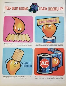 1963 AC Oil Filter Keep Engine Running Smoother Longer Protection Vtg Print Ad - Foto 1 di 1