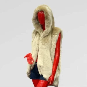 Men | Women Luxury Natural Faux Fur Hooded Vest NWT - Picture 1 of 7