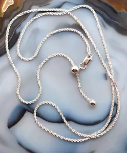 Adjustable 1.5mm Rhodium Criss Cross Chain Necklace 925 Sterling Silver 22" - Picture 1 of 7
