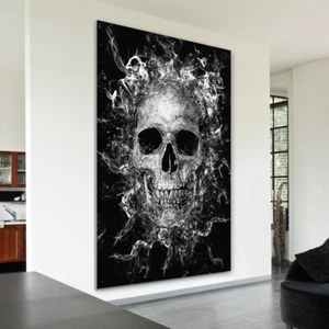 Leinwandbild Totenkopf Abstrakt Kunstdruck Wanddeko Versand kostenlos - Bild 1 von 5