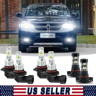 Faros LED de haz alto bajo + bombillas antiniebla 6X para Dodge Journey 2010-2019 Foto 1 de 4