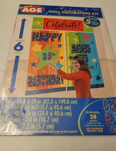 GEBURTSTAG * Wanddekorationsset/Fotoszene (ein beliebiges Alter hinzufügen) RIESE (5-TEILIGES SET) - 6 Fuß NEU - Bild 1 von 3