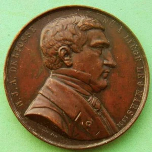 Belgian Lawyer & Industrialist Noël Delfosse 1853 Bronze Medal by DUBOIS! - Picture 1 of 3