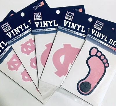 UNC Pink Decals Vinyl Stickers Carolina Tar Heels Basketball Football Multi Pack - Image 1 of 4