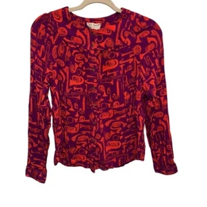 22 Of 52 Conversations Anthropologie Top Women 2 Instrument Novelty Print Artsy - Picture 1 of 8