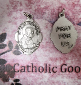 Saint Padre Pio - Pray for Us - Ox Silver Tone Italian 1" Medal OX41PP - Picture 1 of 3