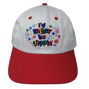 Unbranded Girl's Strapback Hat White OSFA Embroidered Rather Be Flippin' - Picture 1 of 9