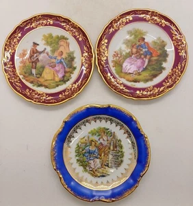 Tres platos decorativos de porcelana para parejas de cortejo Limoges - 12,5 a 13 cm - Imagen 1 de 8