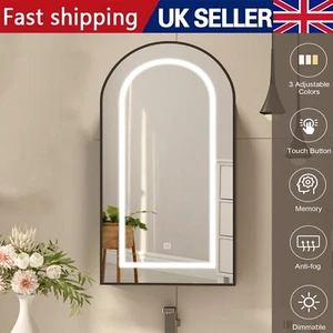LED illuminated Bathroom Mirror Cabinet with Demister Shaver Socket Wall Mounted - Picture 1 of 11