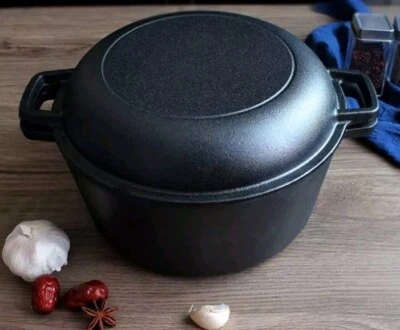 Quality Cast Iron Casserole With Lid  Large Capacity - Pot - Pan - Seasoned  - Image 1 of 4
