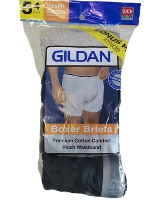 Gildan Boxer briefs Premium Cotton comfort plush waistband 5 pack size Small NEW - Image 1 of 4