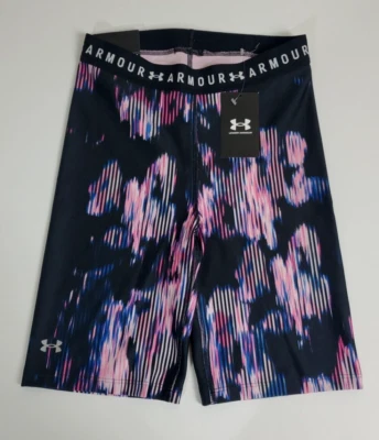 Under Armour Bike Shorts Womens Small Black Base Multicolor HeatGear High Rise  - Image 1 of 4