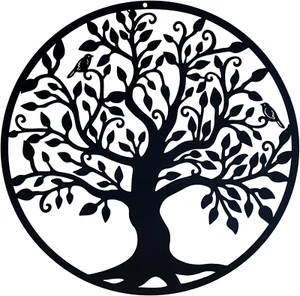 Yetaha Tree of Life Metal Wall Art (11In X 11In,Black) Contemporary Iron Artwork - Picture 1 of 12