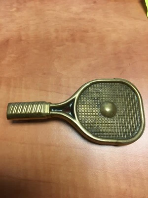 Fivela de raquete de tênis Baron latão maciço 1978 fivela de cinto metal serve 1,5" - Imagem 1 de 4