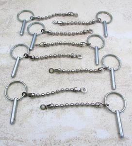 8 PACK Steel 3/16" X 7/8" Hitch Pin With Ball And Chain Non-Locking - Picture 1 of 10