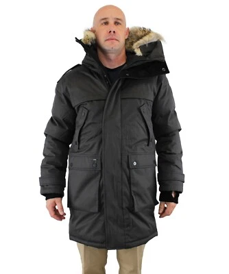 Parka larga Nobis Yatesy para hombre, chaqueta parka larga con ribete de piel de pato blanco Foto 1 de 4