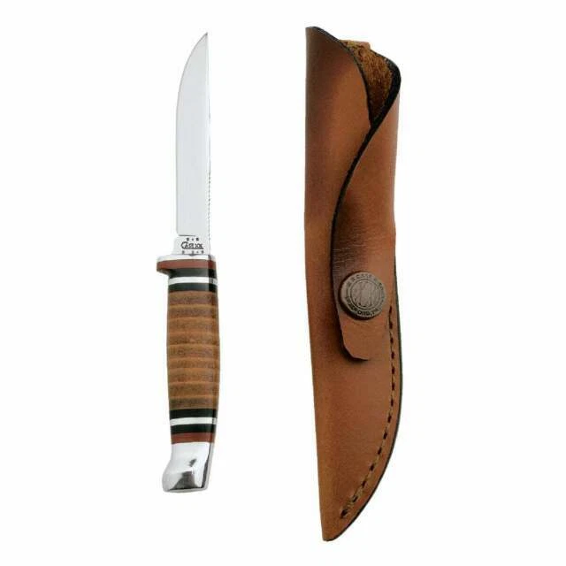Case M3 Mini FINN 3.13" Fixed Blade Hunter Knife with Leather Sheath (00379)