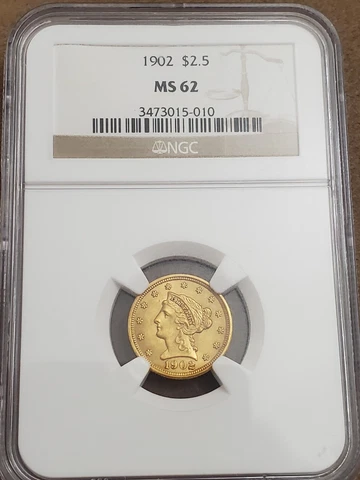 1902 Liberty Head $2 1/2 gold quarter eagle, NGC MS62 Cover