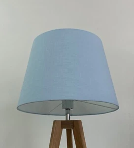 Pantalla de lámpara azul pálido texturizado 100 % lino cónico tono claro imperio - Imagen 1 de 17