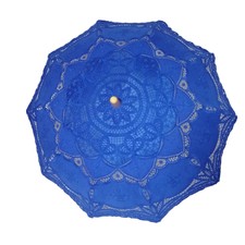 Ombrello Pizzo Blu Parasole blue lace umbrella parasol carneval 77 cm diameter