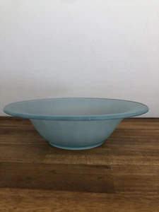 vintage DEPRESSION GLASS Frosted MATTE' BLUE Small FLOAT BOWL - Picture 1 of 12