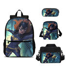 Batgirl Students School Backpack Shoulder Bag Lunch Bag Pen Bag 4Pcs Set Gift#10