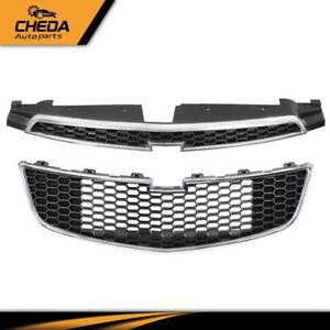 Fit For 2011-2014 Chevy Cruze Front Bumper Upper & Lower Grille Set of 2PCS