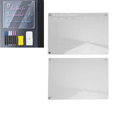 2 Pcs Acrylic Dry Erase Board Monthly Calendar and Blank Memo Board 15.7x11.8in - Image 1 of 4