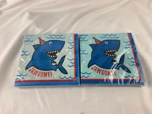 Shark Paper Luncheon Party Napkins Lot of 2 Jawsome two packs NEW Sealed - Picture 1 of 6