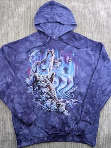 The Mountain Wolf Hoodie Mens XL Purple "Find 10 Wolves" Sweatshirt Tie Dye - Picture 1 of 15