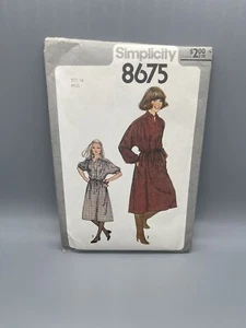 De colección Años 70 Pulóver Vestido Talla 14 Simplicidad 8675 Patrón de Costura Cuello, Bolsillos - Imagen 1 de 4